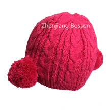 Promotional Customized Pink Cute Girls Knit Beanie